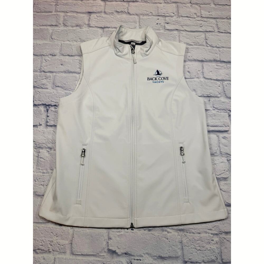NWT Back Cove Yachts Vest Port Authority L325  Full Zip off-White women Sz Large